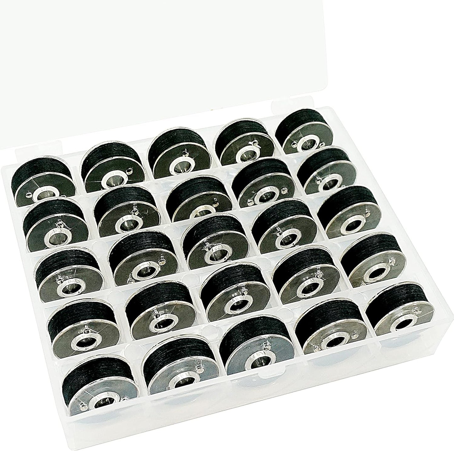 25 pcs Pre-Wound Black Bobbins, Class A