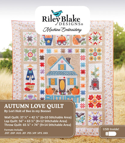 Autumn Love Quilt - Machine Embroidery USB