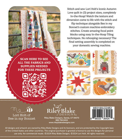 Autumn Love Quilt - Machine Embroidery USB