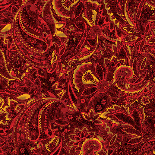 Harvest Beauty - Paisley Scroll Red/Gold - 15274-10