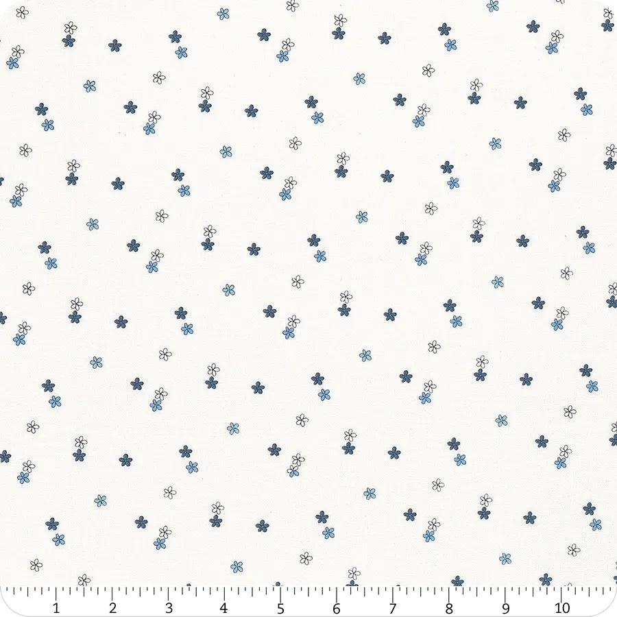 Blue Blooms and Threads - White Ditzy - C17124-WHITE