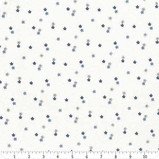 Blue Blooms and Threads - White Ditzy - C17124-WHITE