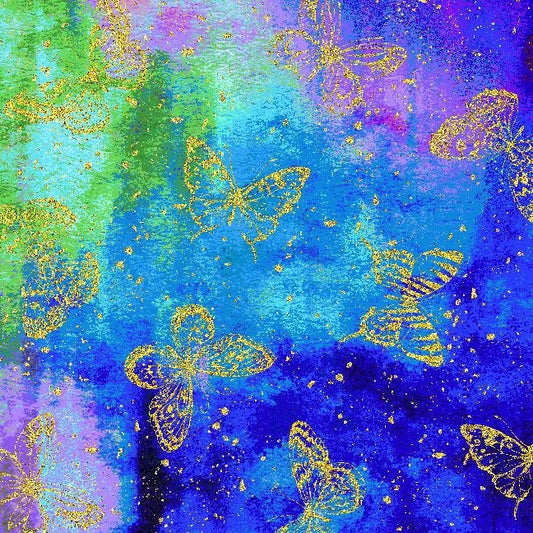 Evening Glow - Metallic Butterflies - FLORA-CM4105 MULTI