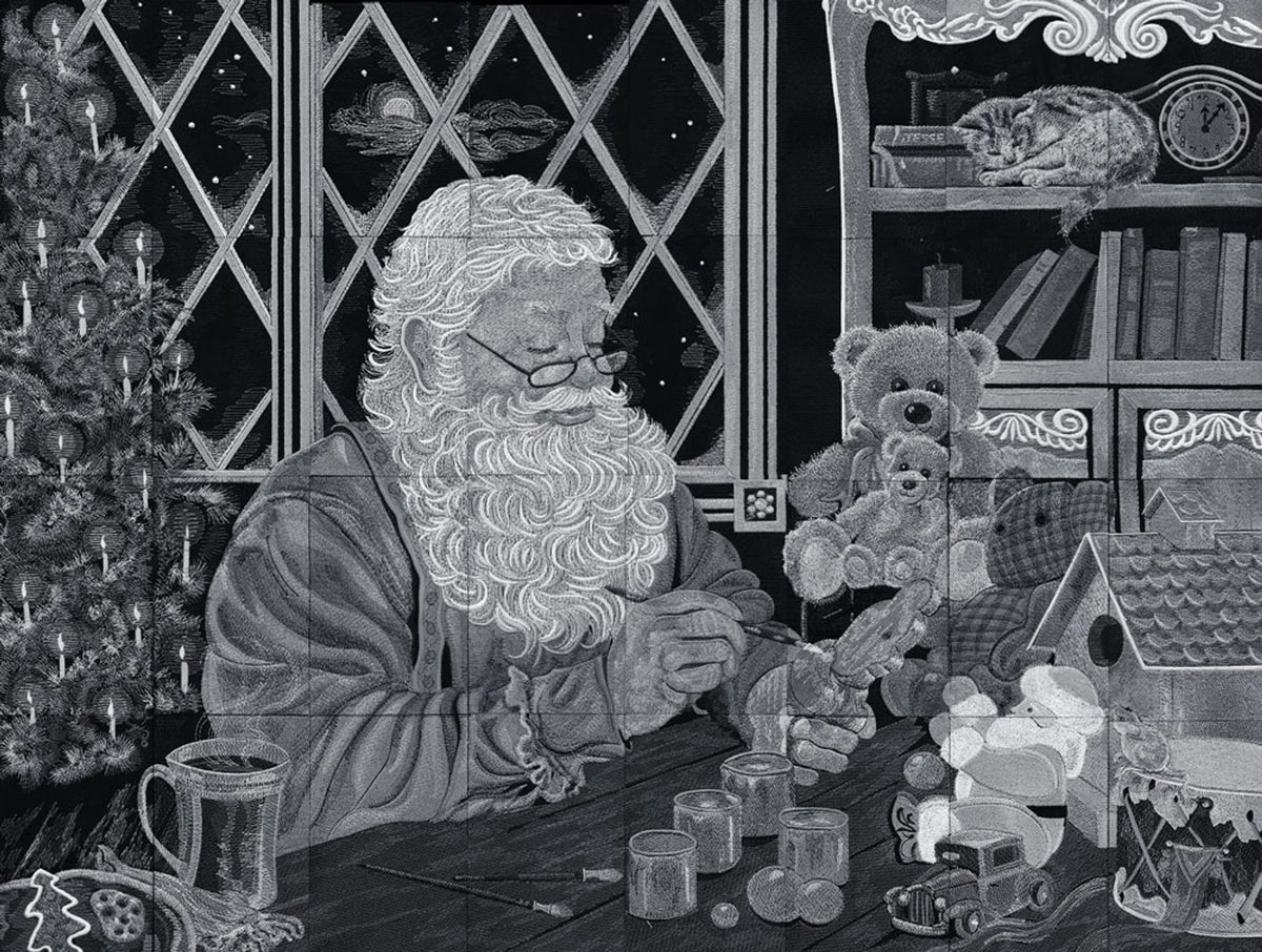 Santa's Workshop BW Tiling Scene by Dona Gelsinger - 80146