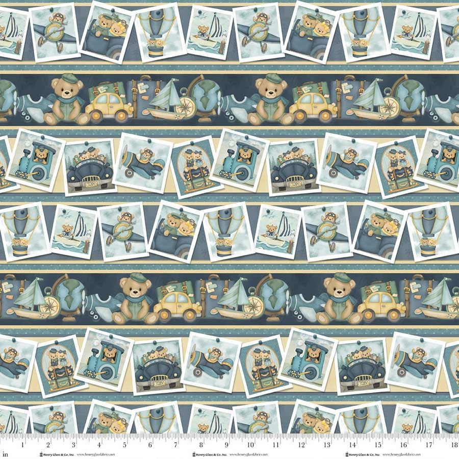 Traveling Teddies - Novelty Stripe Multi - 2418-74