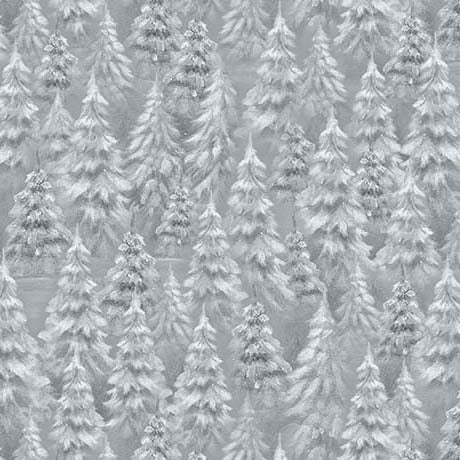 Woodland Wonder Flannel - Snowy Trees Medium Dark Gray - 24526-KJFLN