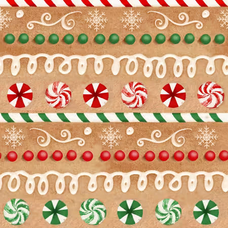 Very Merry Gingerbread - Iced Candy Stripe Tan - 24616-TAN