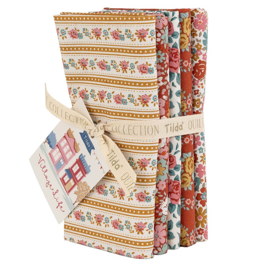 Village Life - Fat Quarter Bundle 5 pcs - Rust/Ochre