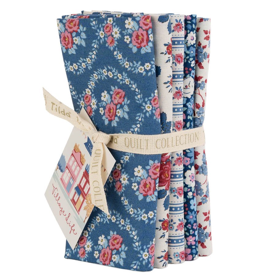 Village Life - Fat Quarter Bundle 5 pcs - Blue