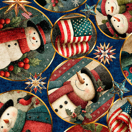 Circle Vignet - Navy - All American Snowman - 2600 32043 N