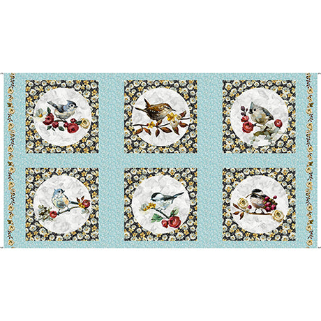Daisies and the Chickadees - Dusty Aqua Chickadee Picture Patches - 2600 32338 Q