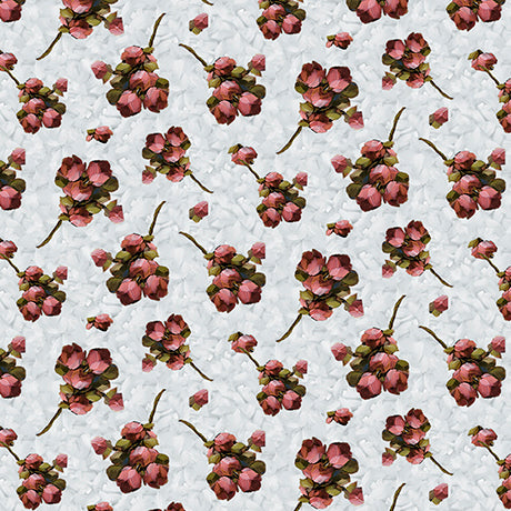 Daisies and the Chickadees - Gray Rosebuds - 2600 32342 K
