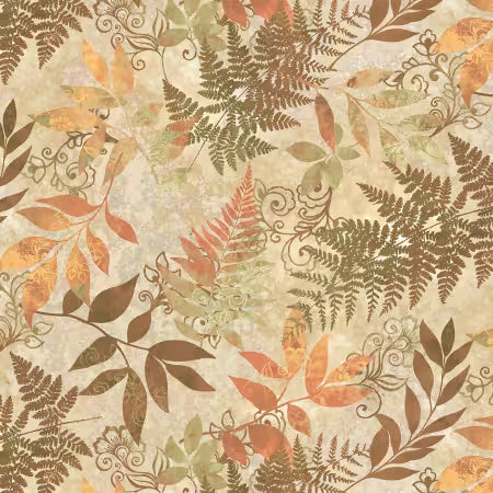 Oak & Berries - Mixed Media Leaves Cream -  3648-44