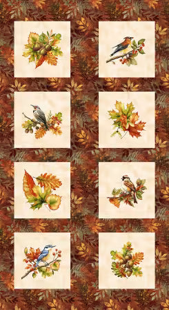 Oak & Berries - Bird Blocks Autumn Multi - 3656B-83