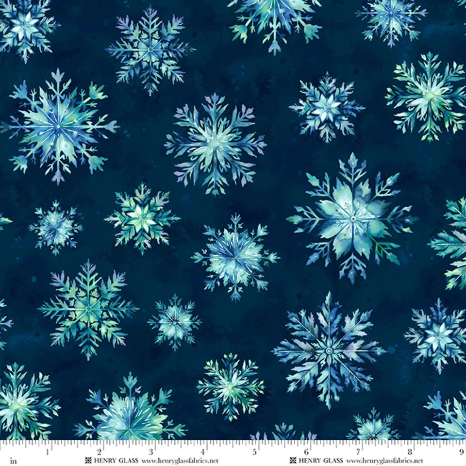 Beyond the Pines - Midnight Blue Snowflakes Minky - 3691MK-77