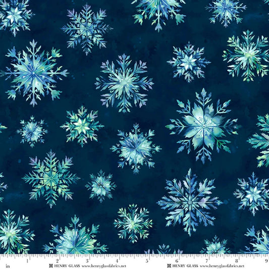 Beyond the Pines - Midnight Blue Snowflakes Minky - 3691MK-77