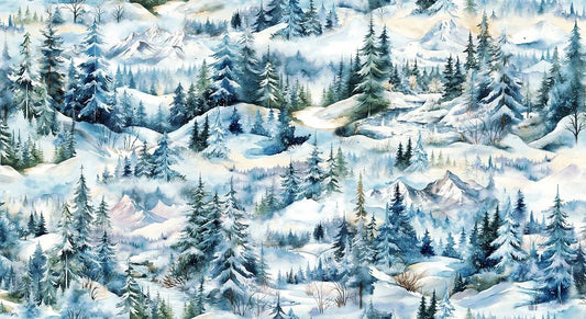 Beyond the Pines - Blue Spruce Multi Pine Tree Scenic Minky - 3692MK-76