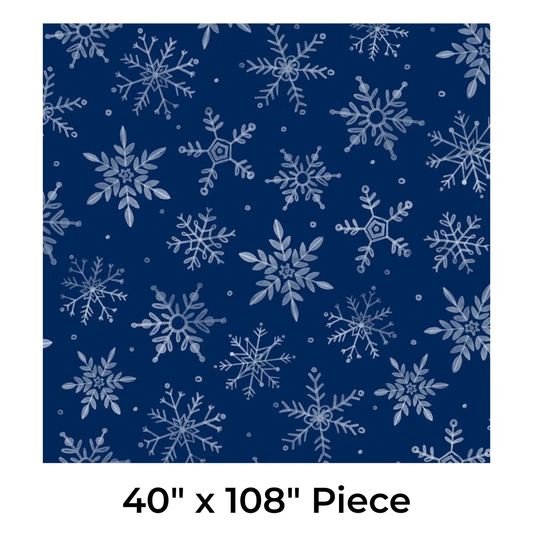 First Frost - Dark Blue Snowflakes 108" - 40" x 108" CUT