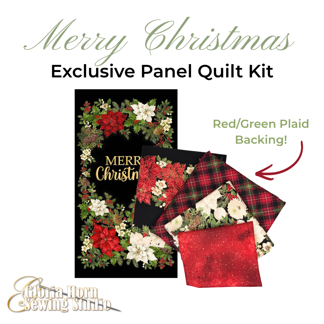 Merry Christmas - Gloria's Exclusive Panel Quilt Kit w/ Various Backings