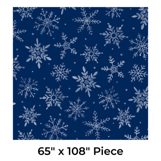 First Frost - Dark Blue Snowflakes - 65" x 108" CUT