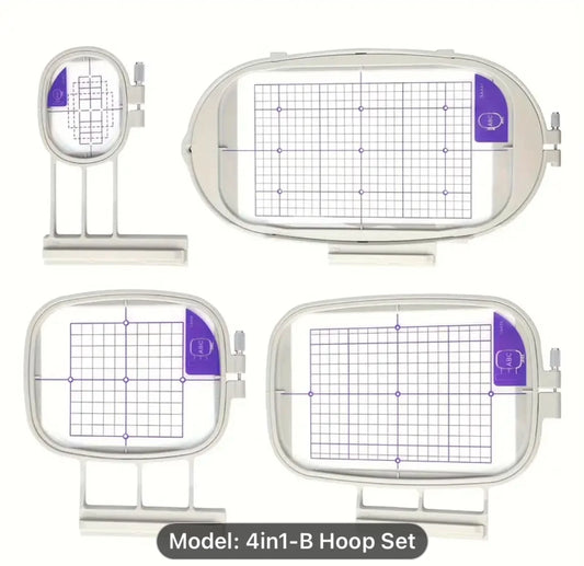 4-in-1 Set of Four Embroidery Hoops - 5"x7", 1"x2.5",  4"x4" and 6"x10"
