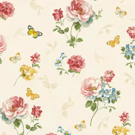 Blushing Meadow - Cream Large Floral All Over - 89304-235