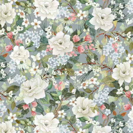 Unexpected Red - Slate / Sage Floral 8in repeat - 9282S-76