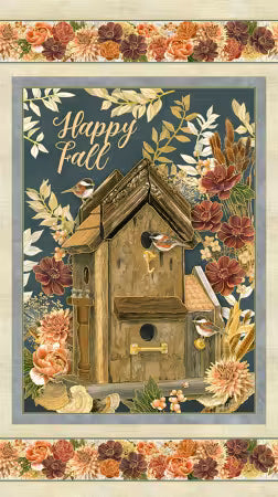 Hello Fall - Harvest Panel, Birds, Birdhouse, Florals - AWHDM23912196