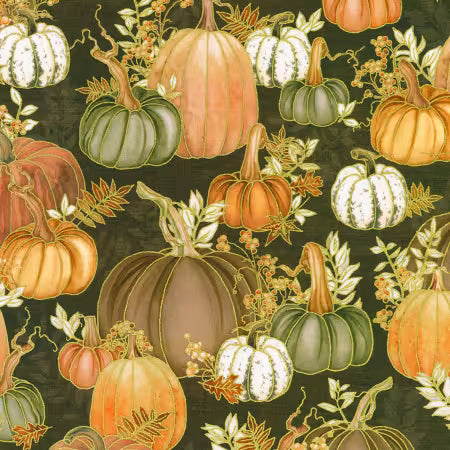 Hello Fall - Pumpkins, Fall Leaves Chestnut - AWHDM23916342