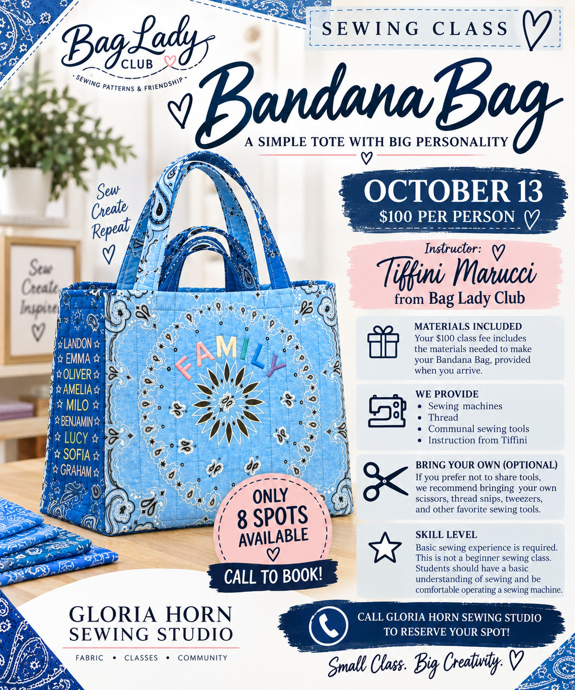 Bandana Bag Sewing Class