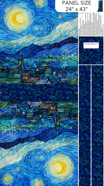Starry Night - Dark Blue Multi Tote Bag Panel - C29265-46