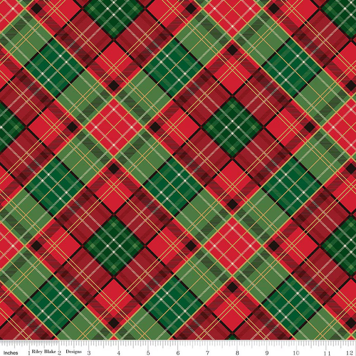 Poinsettias at Christmas - Plaid Multi Foil - CF17633-MULTI