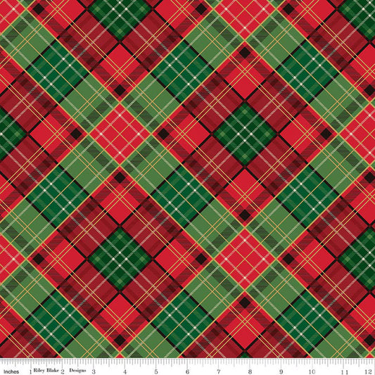 Poinsettias at Christmas - Plaid Multi Foil - CF17633-MULTI