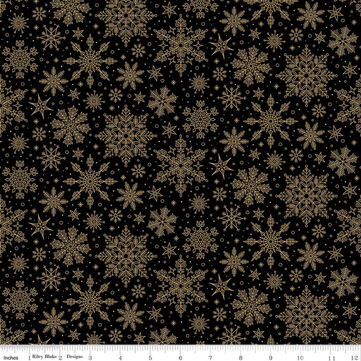 Poinsettias at Christmas - Snowflakes Black Foil - CF17635-BLACK