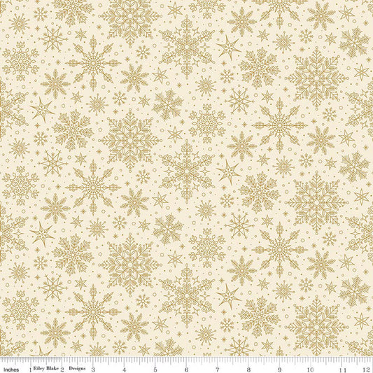 Poinsettias at Christmas - Christmas Snowflakes Cream Foil - CF17635-CREAM