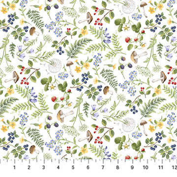 Floral Fern Toss - White Multi - Country Mouse - DP29009-10