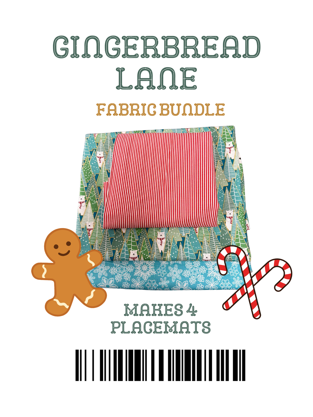 Gingerbread Lane -  Easy Placemats (Set of 4) - Fabric Kit - (IQ Designer/My Design Center)