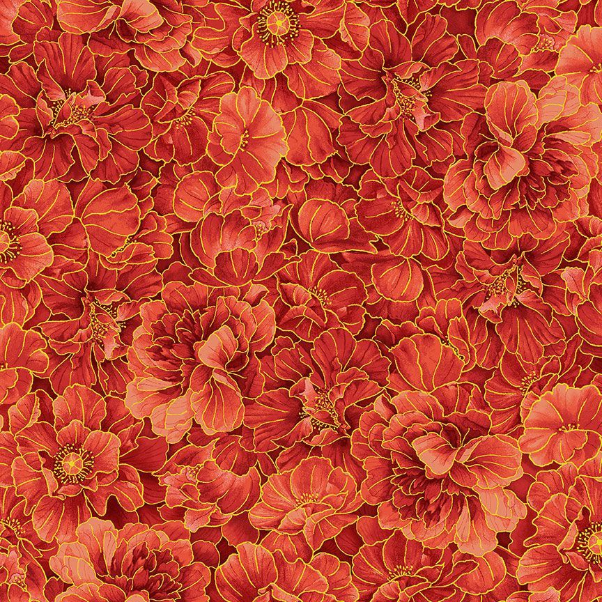 Imperial Bloom - Packed Peony Metallic - IMPERIAL-CM4373  RED
