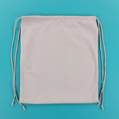 Light Grey Canvas Cinch Backpack Blank