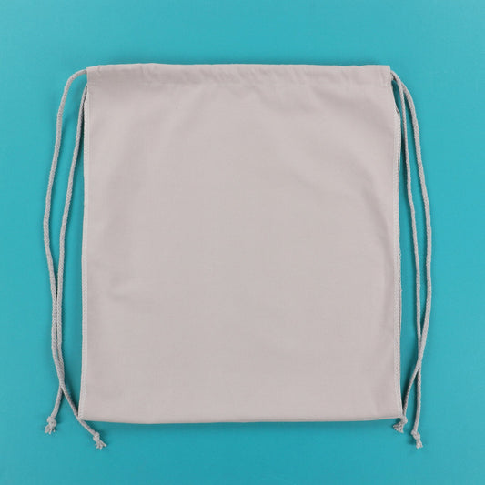 Light Grey Canvas Cinch Backpack Blank