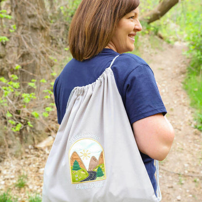 Light Grey Canvas Cinch Backpack Blank