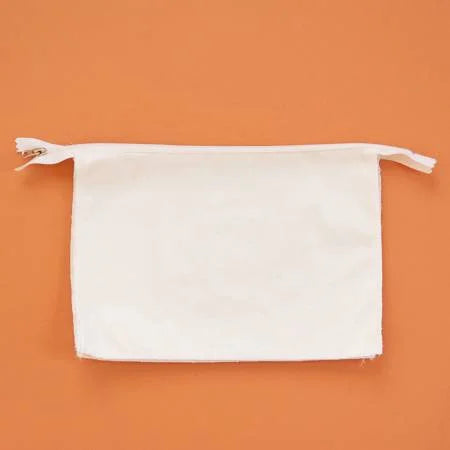Zipper Pouch Blank Canvas Cream Large