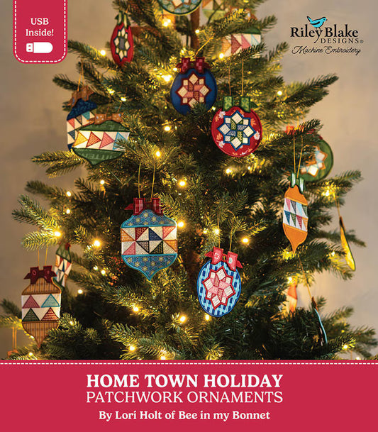 [Pre-Order] Home Town Holiday Patchwork Ornaments - Machine Embroidery - USB