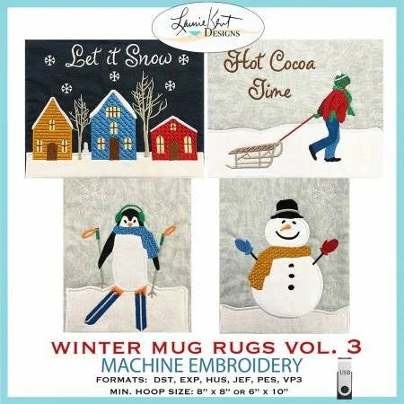 Winter Mug Rugs Vol III Embroidery USB
