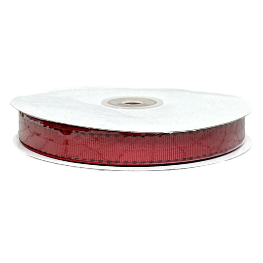 5/8" Red Grosgrain Ribbon with Black Stitching - 25 yds