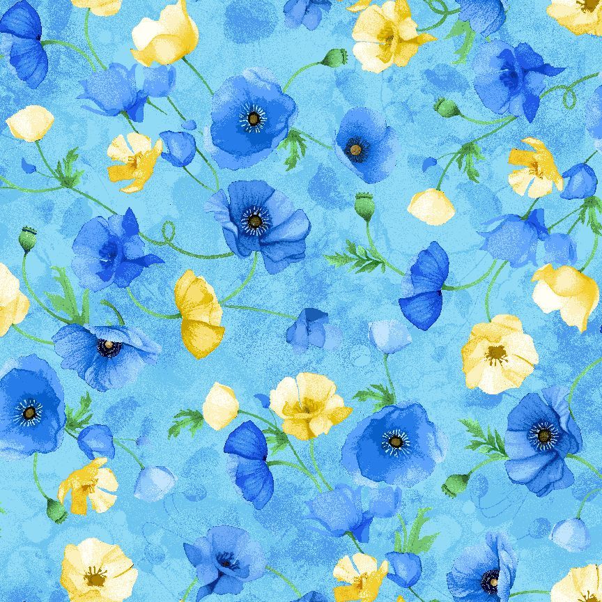 Poppy Serenade - Floating Poppies Watercolor - POPPY-CD4163  SKY