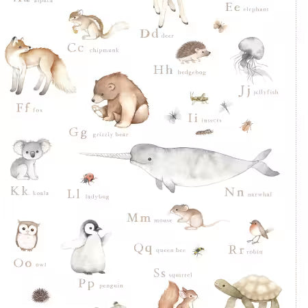 ABCs of Love - White My Animal Alphabet Panel 24in - PST-DNS3661WHITE