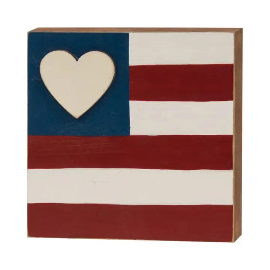 Heart Flag Square Block