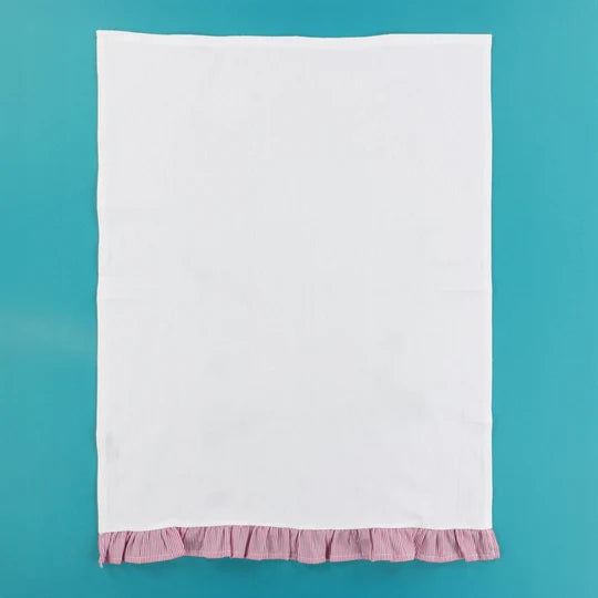 Red & White Striped Ruffled Tea Towel (2 pack)