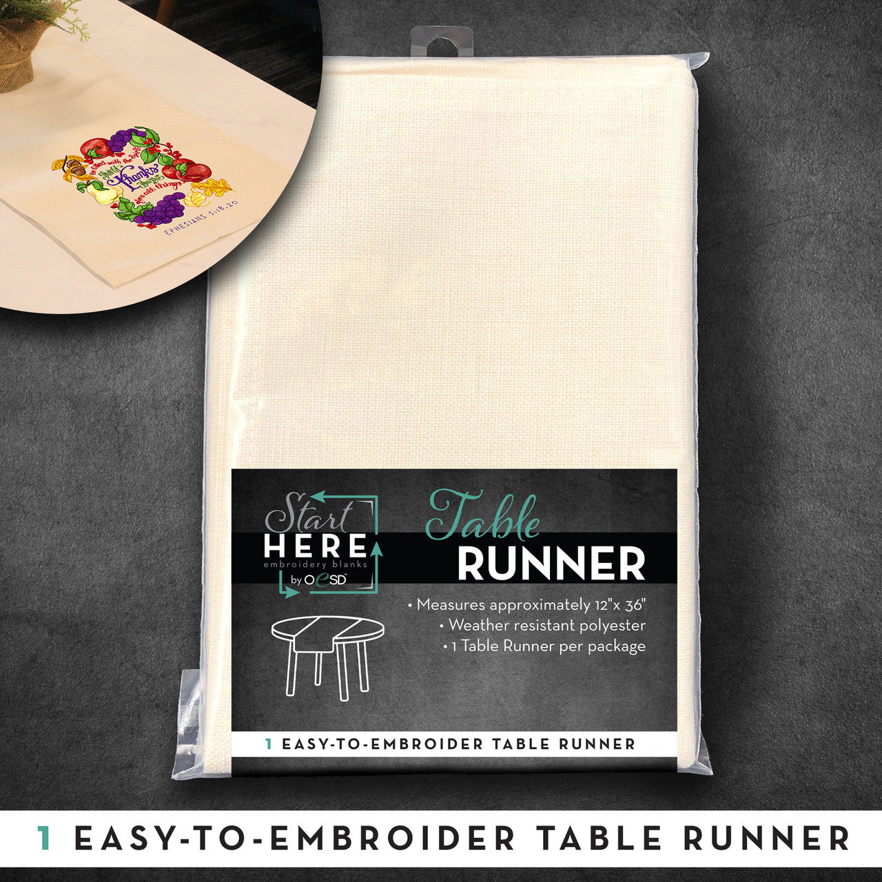 Easy-to-Embroider Linen Table Runner